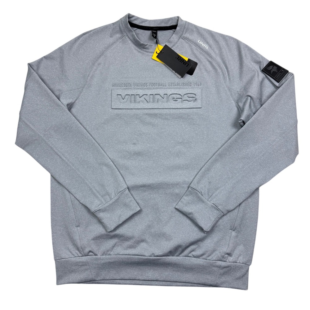 UNRL x Minnesota Vikings Crossover Crewneck Heather Gray Men's Size S Vol. 3 NEW